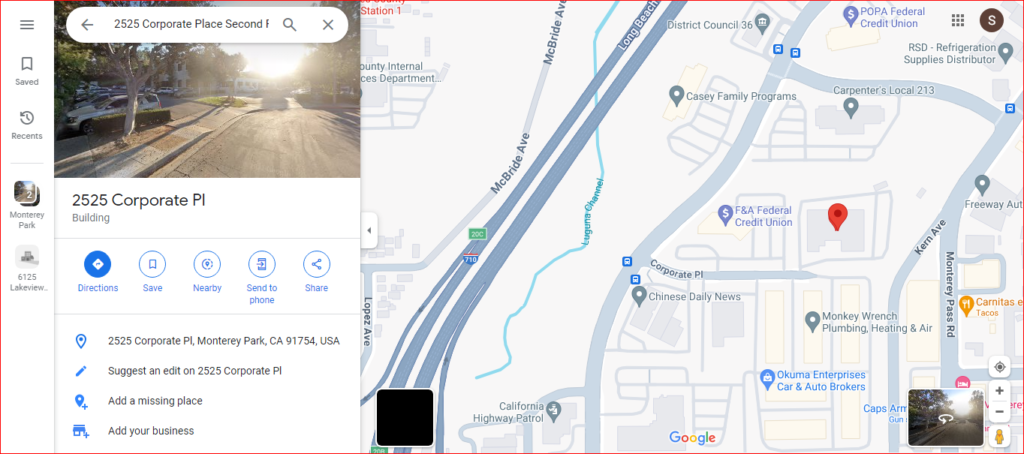 Capital One Auto Finance overnight payoff address on map